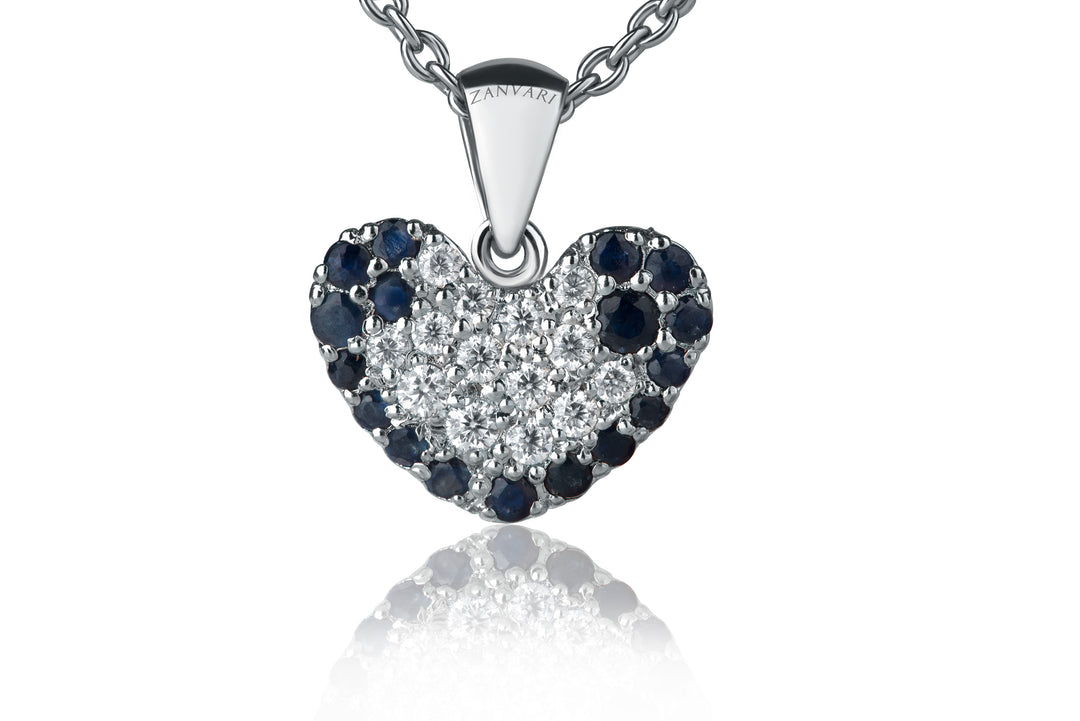 Natural sapphire with moissanite necklace in 925 silver