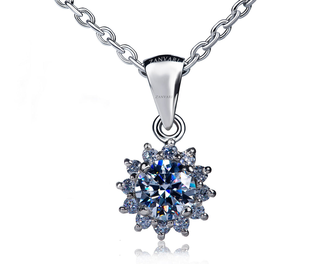 Showcasing moissanite stone necklace in 925 sterling silver handmade