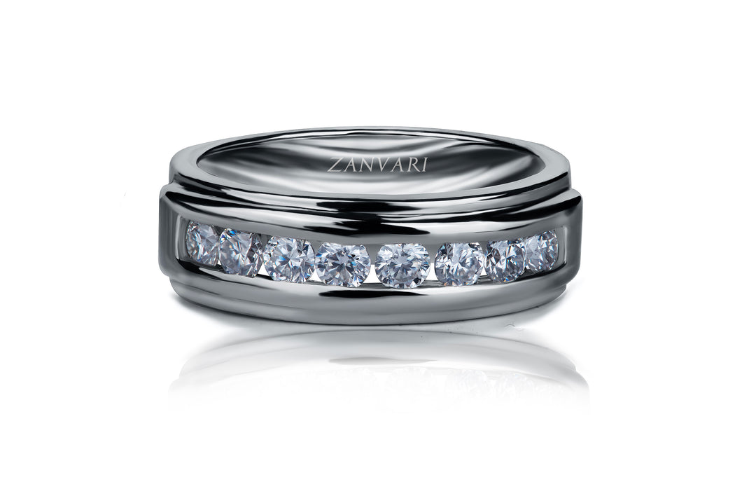 Showcasing moissanite wedding band