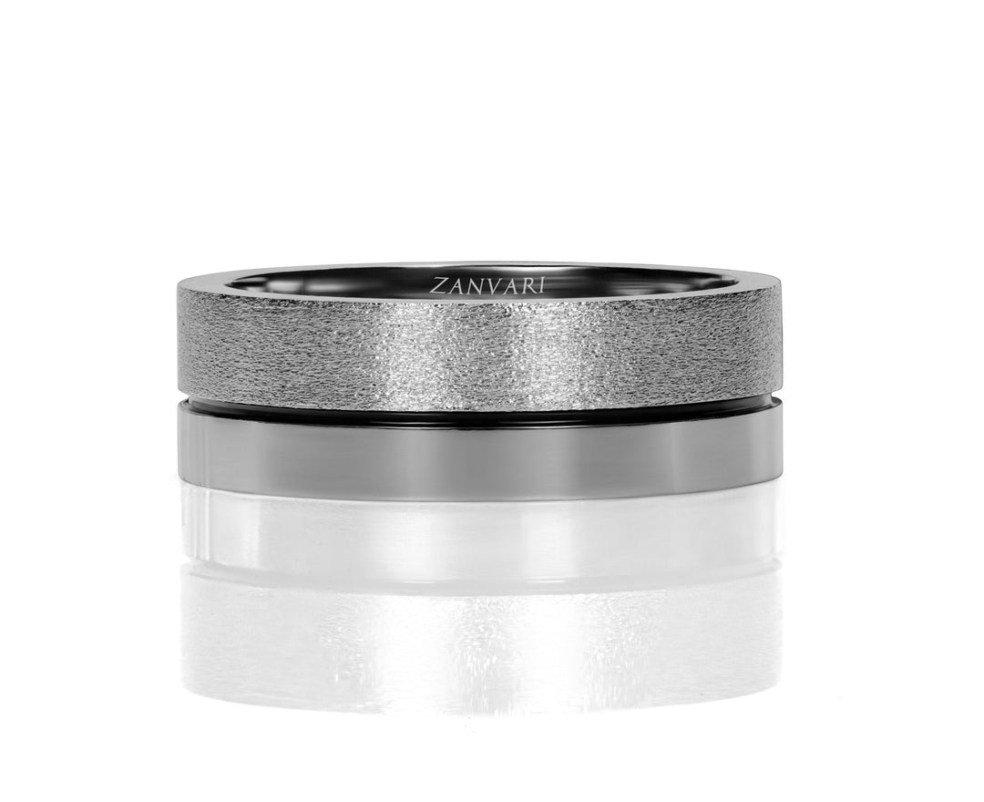 Satin and matte finish ring in 925 silver for men