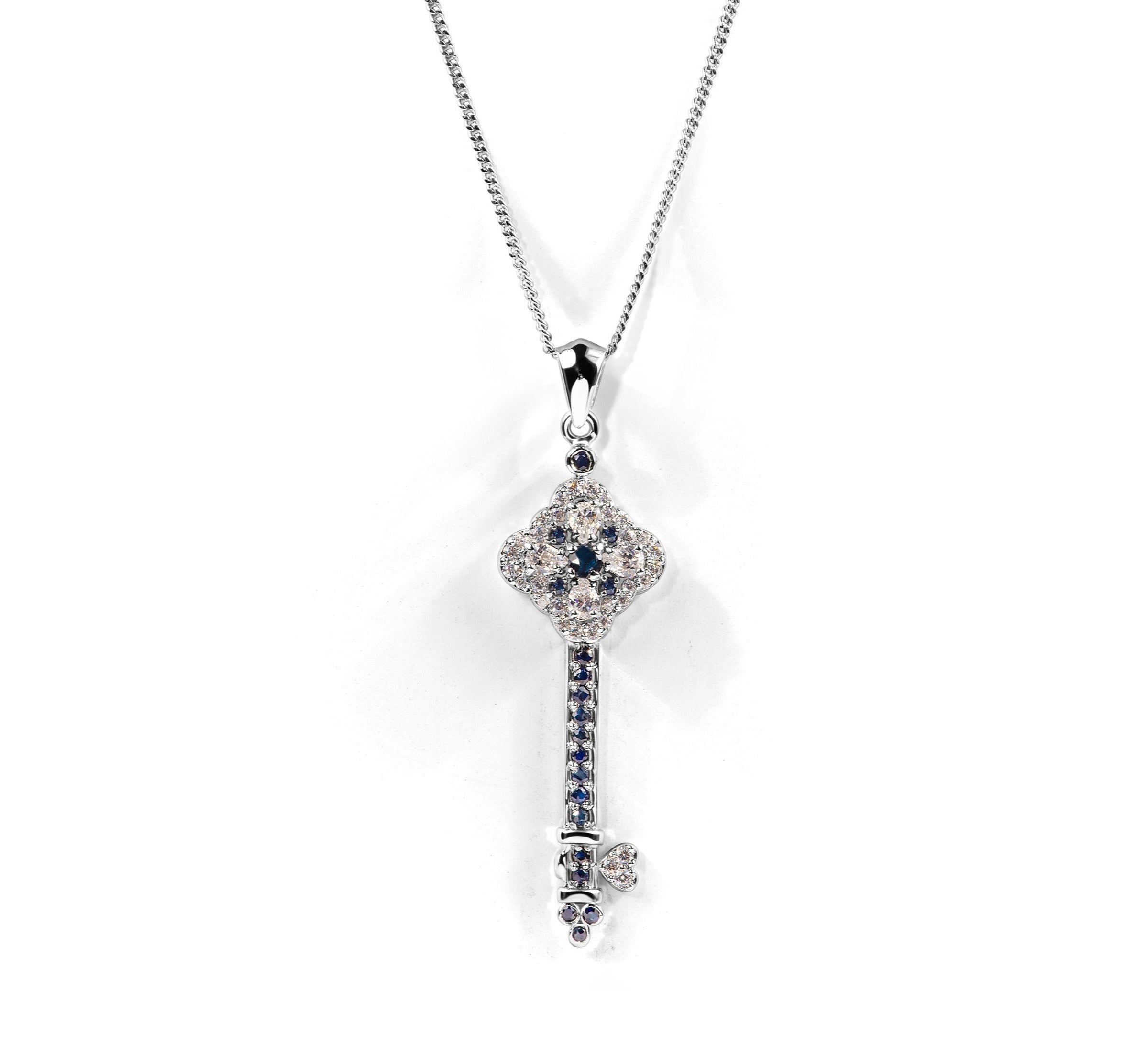 Sapphire key necklace hotsell