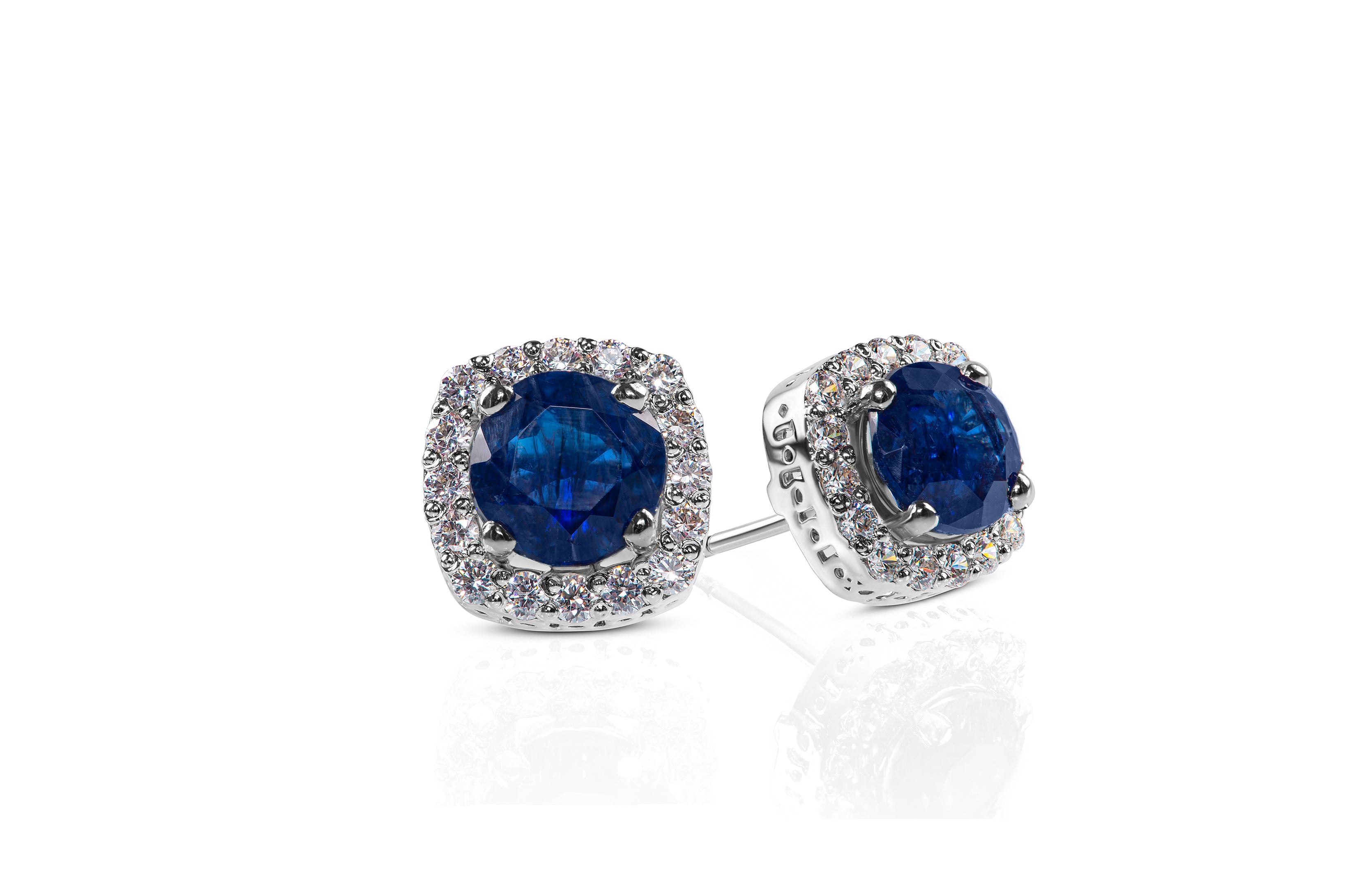 Sapphire Imitation Stud Earrings In Sterling Silver 925 Zanvari