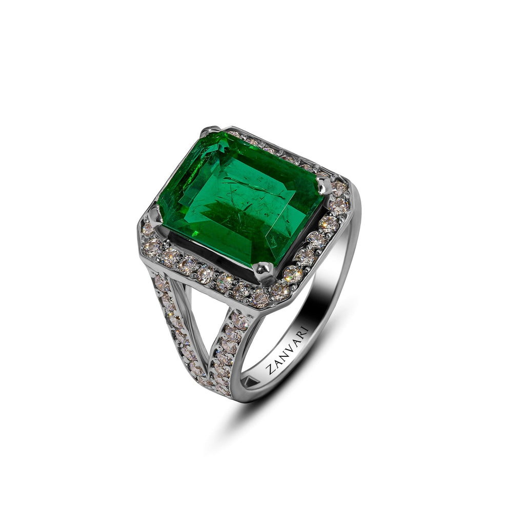 Sterling Silver Green Quartz and Diamond Ring 2024 SR-4200