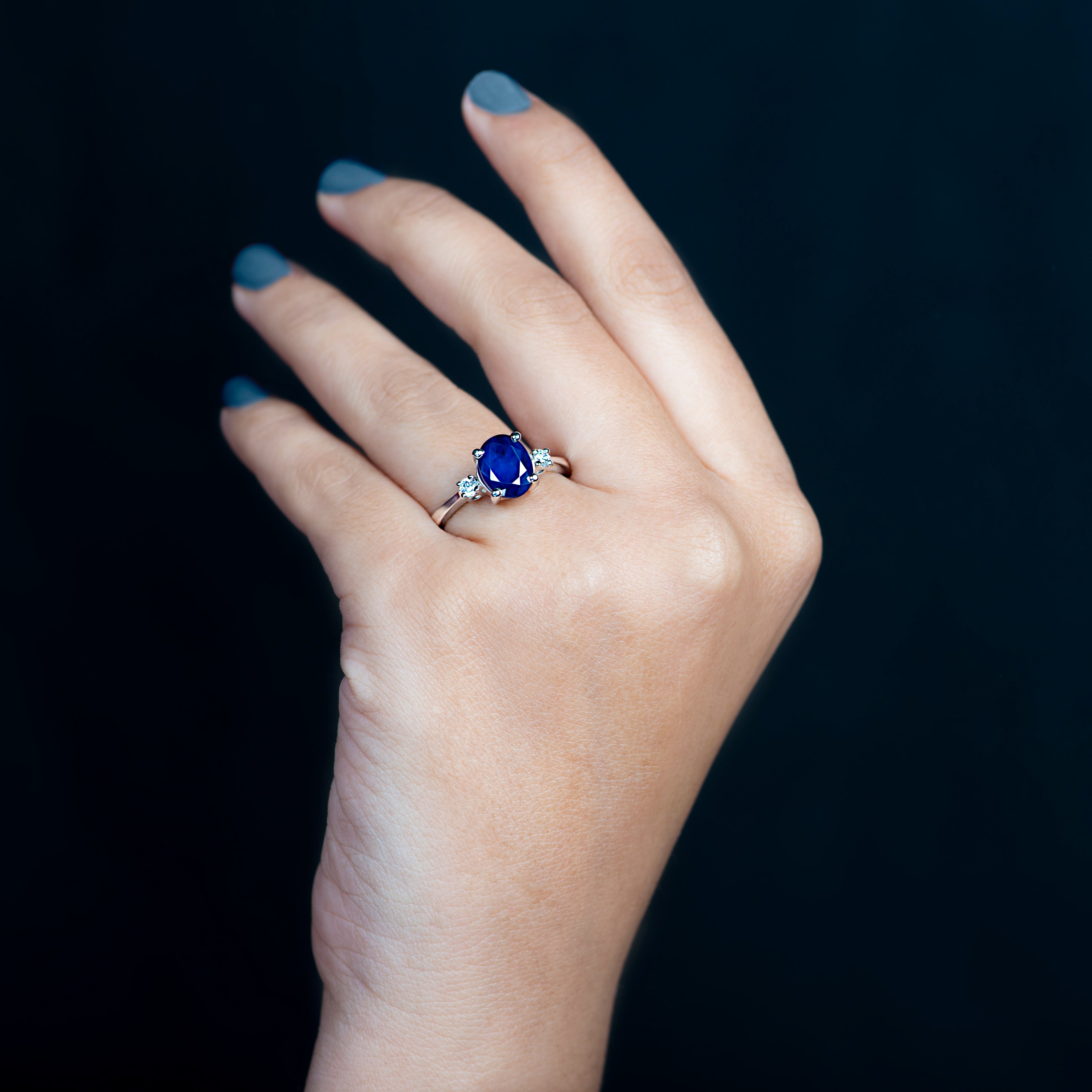 1 Carat Blue Sapphire Ring Set – Rose & Choc