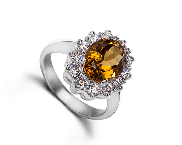 Princess Diana Inspired Citrine Ring in Silver